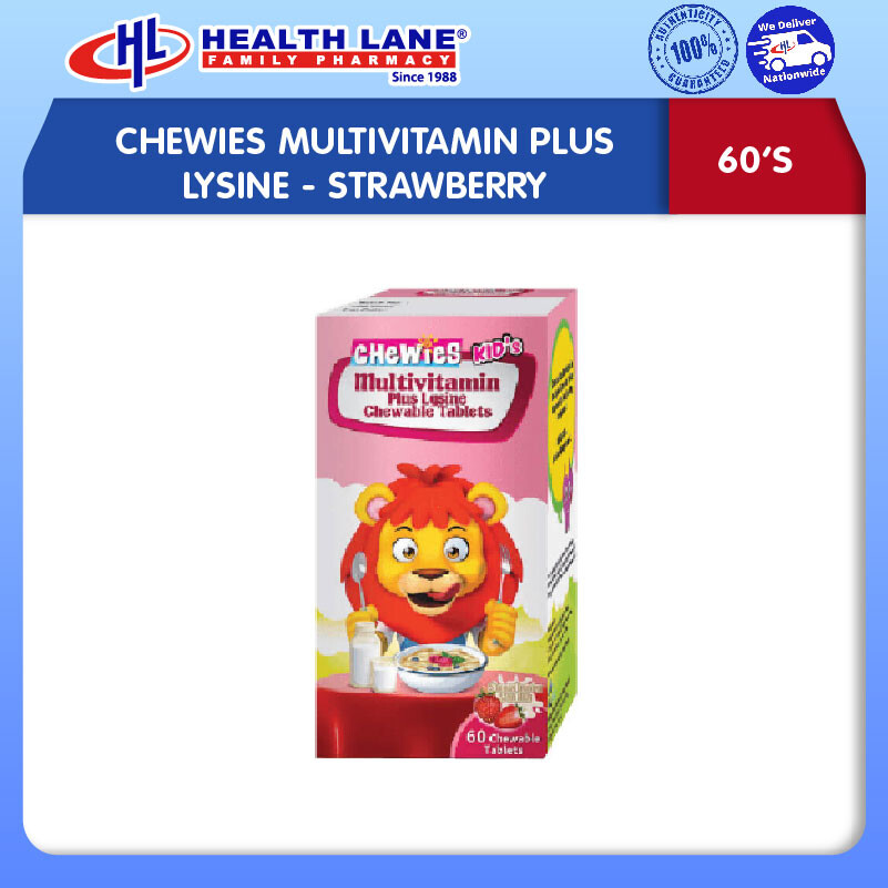 CHEWIES MULTIVITAMIN PLUS LYSINE- STRAWBERI (60'S)